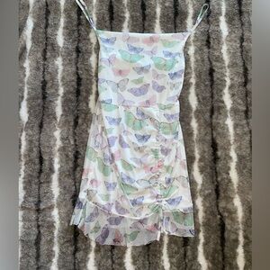 PRETTYLITTLETHING Bodycon Butterfly Print Spaghetti Strap Mini Dress Sz 14